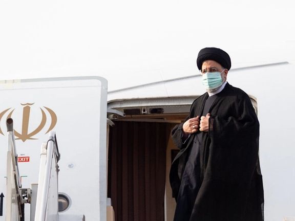 President Raisi boarding a plane headed to Qatar on Monday.