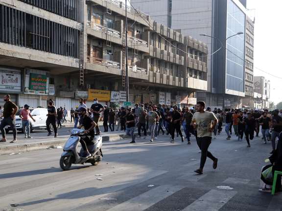 Pro-Iran Iraqi Shiites protesting election results in Baghdad. November 5, 2021