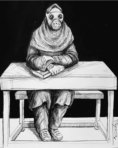 An artwork about the poisoning of schoolgirls