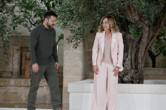 دیدار ولودیمیر زلنسکی، رییسجمهوری اوکراین و جورجیا ملونی، نخستوزیر ایتالیا در حاشیه نشست جی- ۷، ۲۴ خرداد