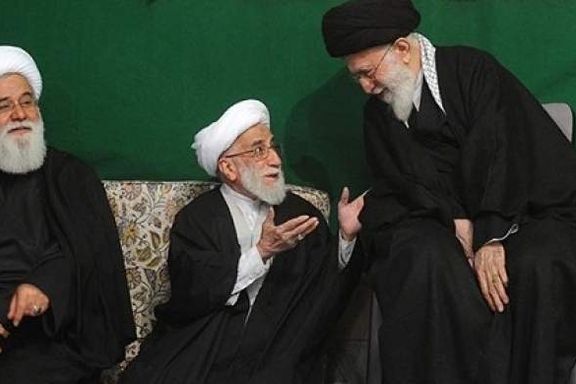 Ayatollah Ahmad Jannati (center) with Supreme Leader Ali Khamenei (right) and Ahmad Alamolhoda, Khamenei’s representative in Mashhad