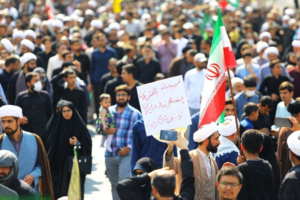 Mohammad Saleh attends a pro-government rally calling for mandatory hijab in September 2022, days before the protests that followed Mahsa Amini’s death.
