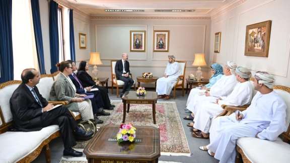 US Special Envoy for Iran Rob Malley meeting with Omani official Sheikh Khalifa Al Harthy on February 15, 2023