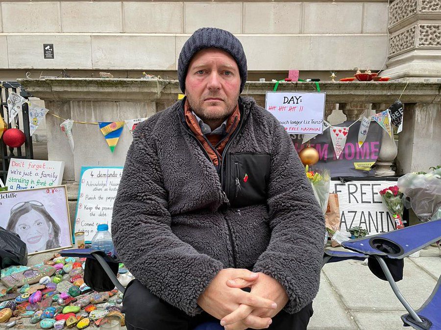 Richard Ratcliffe, outside the UK foreign office on hunger strike. November 10, 2021