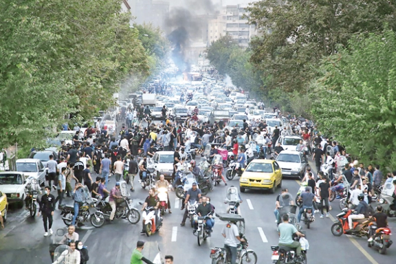 A scene from protests in Iran in 2022