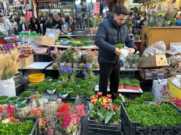 Shoppers browse flowers and plants at a Nowruz market in Tehran, as Iranians prepare for the Persian New Year under US-Israeli airstrikes, March 19, 2026