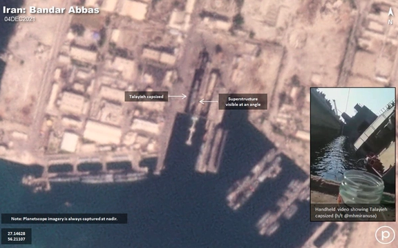 گزارشها حاکی از واژگون شدن یک شناور در حال ساخت ارتش در بندرعباس است