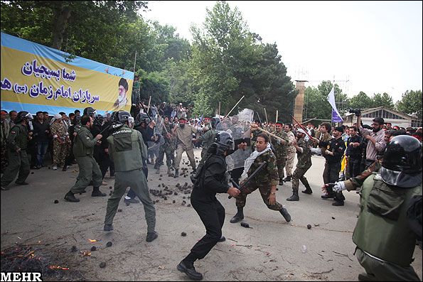 A drill for crackdown on street protests by members of IRGC’s Basij paramilitary force  