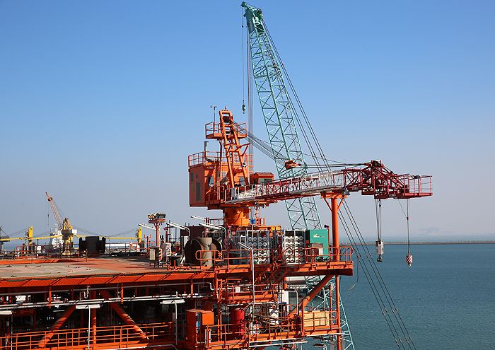 A gas production platform in South Pars field in the Persian Gulf in 2018