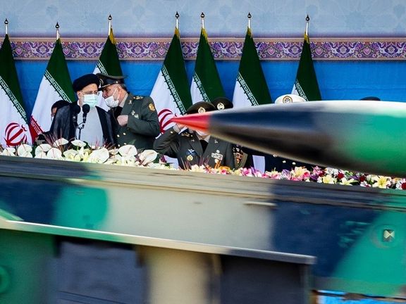 President Ebrahim Raisi viewing a military parade on April 18, 2022