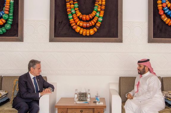 US Secretary of State Antony Blinken meets with Saudi Crown Prince Mohammed Bin Salman in Riyadh, Saudi Arabia, October 15, 2023.