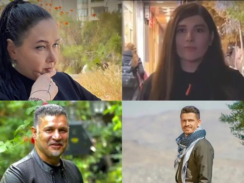 (Clockwise) Actresses Katayou Riyahi and Hemgameh Ghaziani, and footballers Voria Ghafouri and Ali Daei  