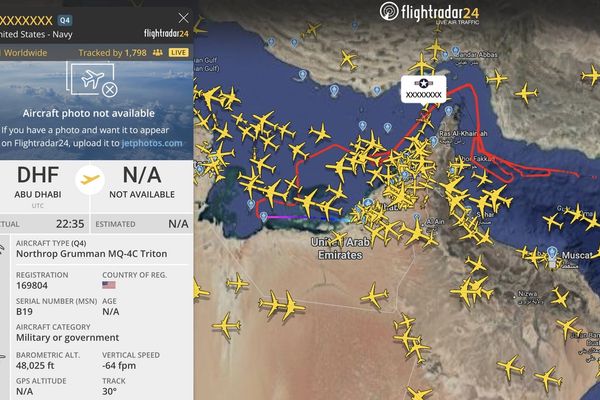 فلایترادار از پرواز یک هواپیمای نظامی آمریکا در سواحل ایران خبر داد