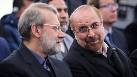 Iran’s former parliament Speaker Ali Larijani (left) and incumbent Mohammad-Bagher Ghalibaf