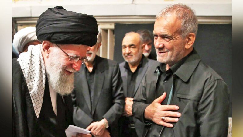 Supreme Leader Ali Khamenei and Iranian President Masoud Pezeshkian