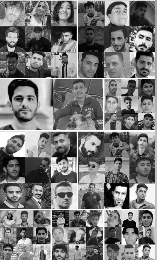 A composite image of protestors killed in September 2022 during 'Woman, Life, Freedom" uprising