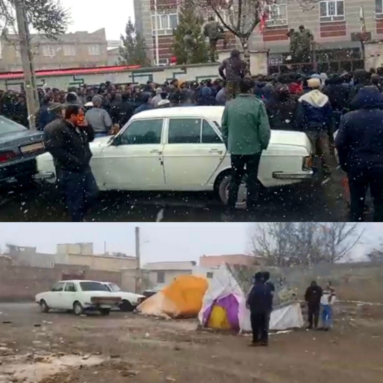 ادامه بحران در خوی و سومین شب خیابان‌خوابی زلزله‌زدگان در هوای برفی و زیر صفر