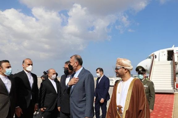 Iran's foreign minister Hossein Amir-Abdollahian arriving in Oman on Monday.