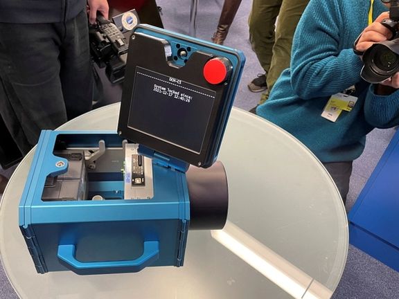 IAEA monitoring cameras used in Iran's nuclear installations being displayed in Vienna in December 2021