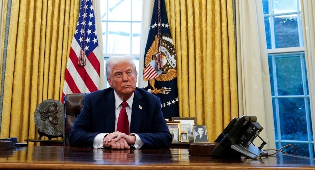 US President Donald Trump speaks as he signs documents in the Oval Office at the White House in Washington, US February 4, 2025.