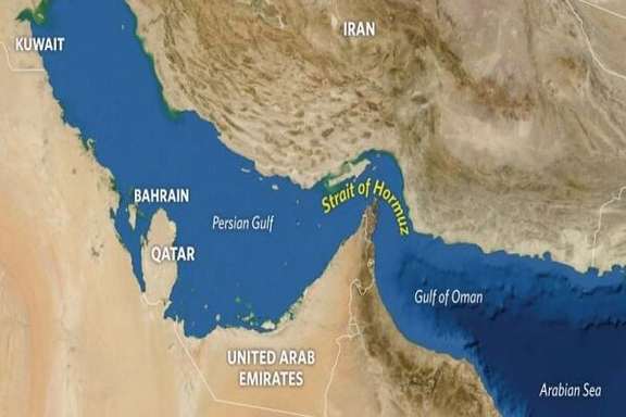 The Hormuz Strait at the mouth of the Persian Gulf