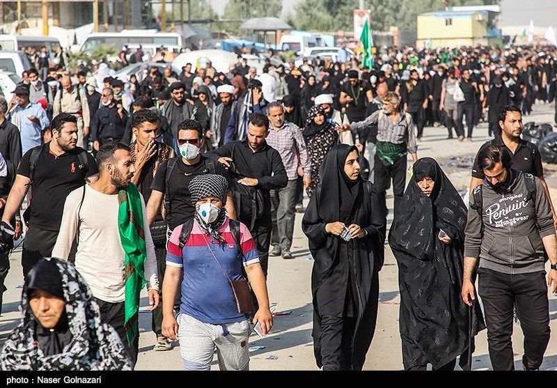 Arbaeen pilgrims walking to Karbala in Iraq