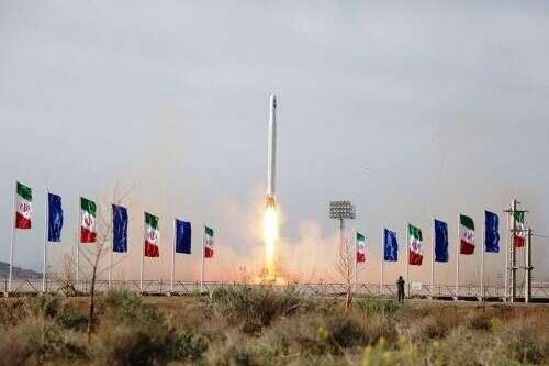 An undated photo showing a space launch by Iran.