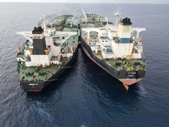 Ship-to-ship oil transfer aimed at blending crude and hiding the source of the oil.