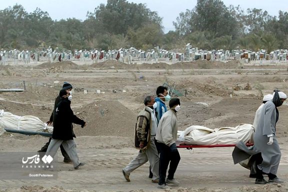 People carrying bodies of the victims of Bam earthquake (December 2023)