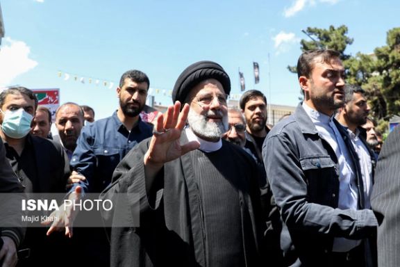 President Ebrahim Raisi during Quds day rallies in Tehran on April 14, 2023
