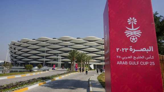 A view of the Basra International Stadium braces to host the Persian Gulf Cup 25, in Basra, Iraq