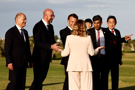 ریشی سوناک، نخستوزیر بریتانیا در کنار سران جی-۷، ایتالیا، ۲۴ خرداد