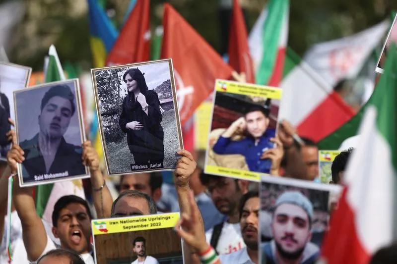 Iranians Hold Rally In Brussels On Death Anniversary Of Mahsa Amini