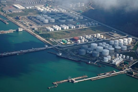 Oil and gas tanks are seen at an oil warehouse at a port in Zhuhai, China, in this file photo from October 2018.