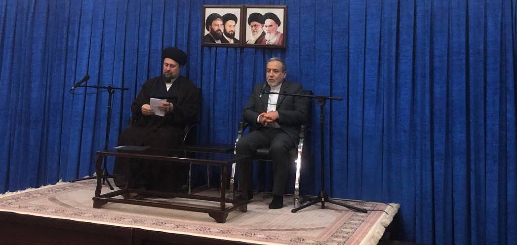Hassan Khomeini, the grandson of the founder of the Islamic Republic, Ruhollah Khomeini, (left), Iranian Foreign Minister Abbas Araghchi (right), 31 May 2025.