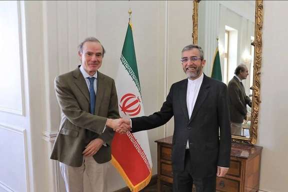 Enrique Mora and Iran chief negotiator Ali Bagheri-Kani meeting in Tehran on March 27, 2022