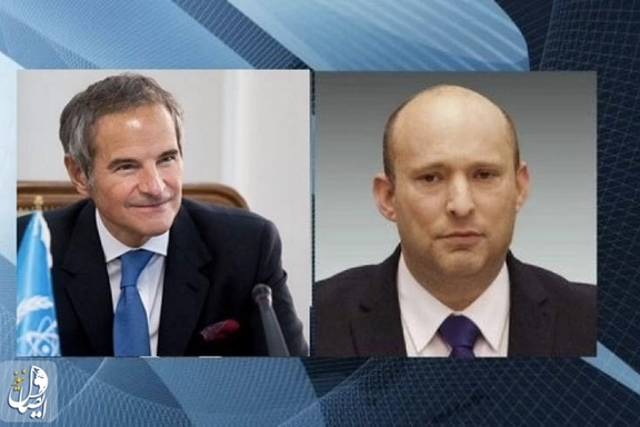 IAEA chief Rafael Grossi (L) and Israel's Naftali Bennet