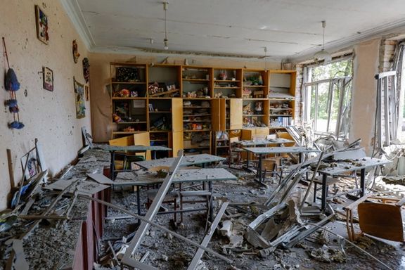 تخریب یک مدرسه در پی درگیریها میان روسیه و اوکراین، منطقه دونتسکِ تحت کنترل روسیه، یکم مرداد
