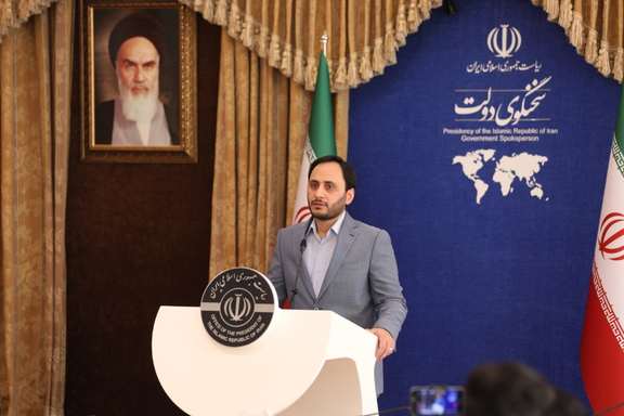 Iranian government spokesman Ali Bahadori-Jahromi briefing reporters on Tuesday.