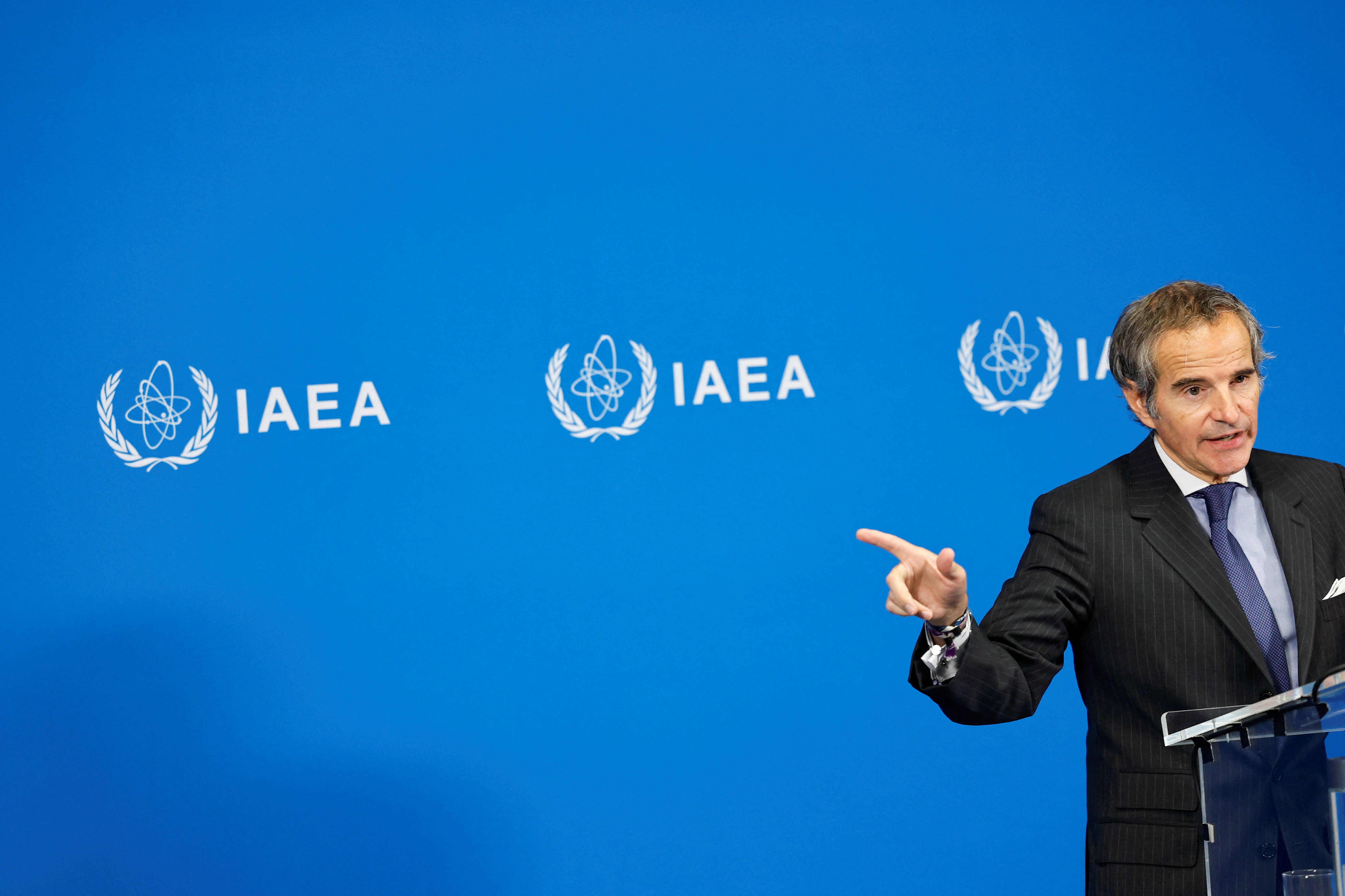 IAEA Director General Rafael Grossi holds a news conference after the first day of the agency's quarterly Board of Governors meeting at the IAEA headquarters in Vienna, Austria, June 9, 2025.