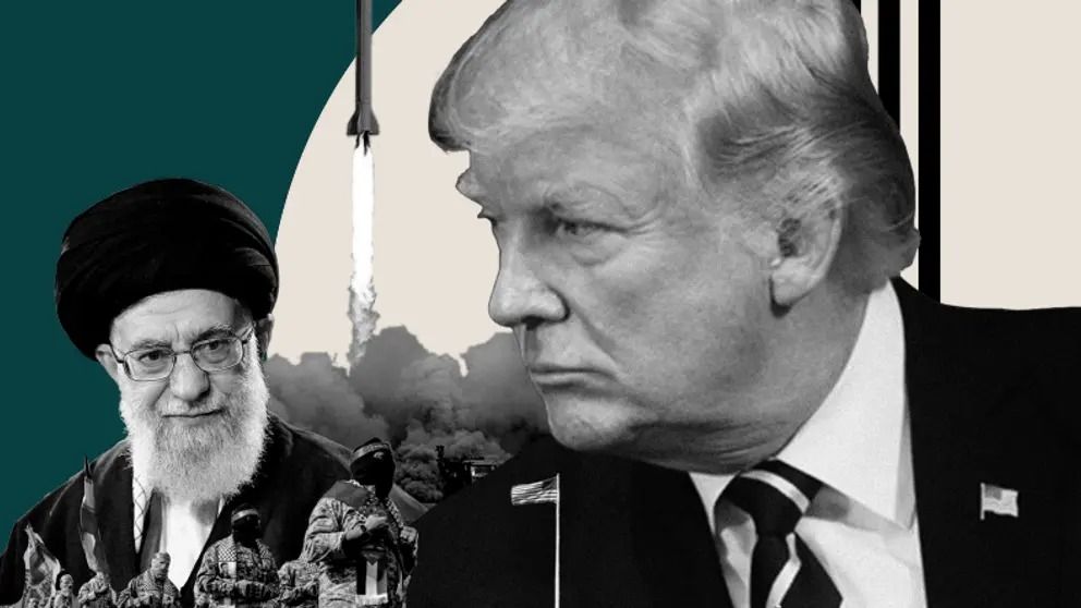 An illustration of US President-elect Donald Trump (right) and Iran's Supreme Leader Ali Khamenei by the United Against Nuclear Iran (UANI)