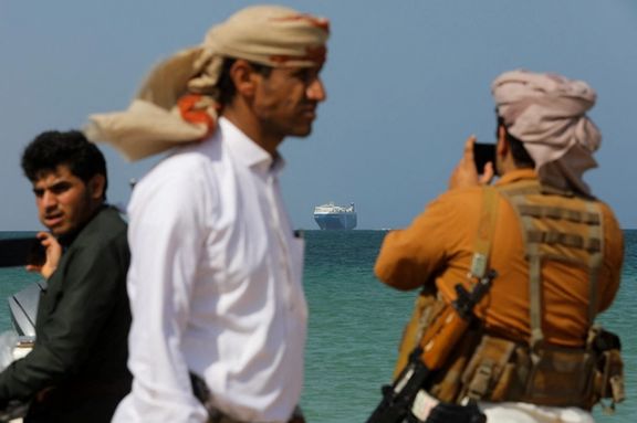 A third-country vessel seized by Houthis seen near the Yemeni coast. December 5, 2023