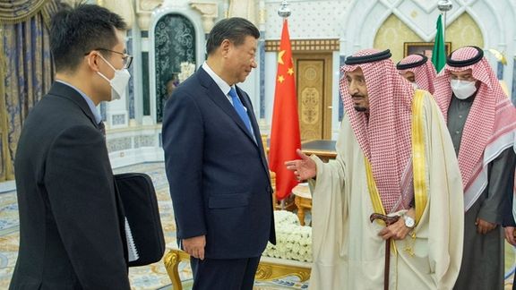 China's president Xi Jinping meeting the Saudi monarch in Riyadh on December 8, 2022