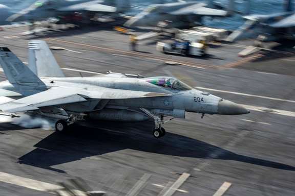 Navy warplane seen on USS Eisenhower on December 18, 2023