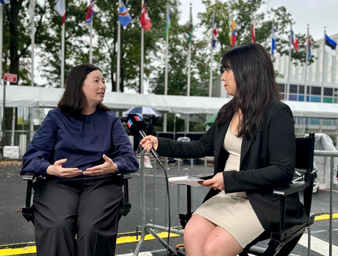 US Assistant Deputy Secretary for Iran and Iraq Victoria Taylor talks to Negar Mojtahedi in New York, 26 September 2024