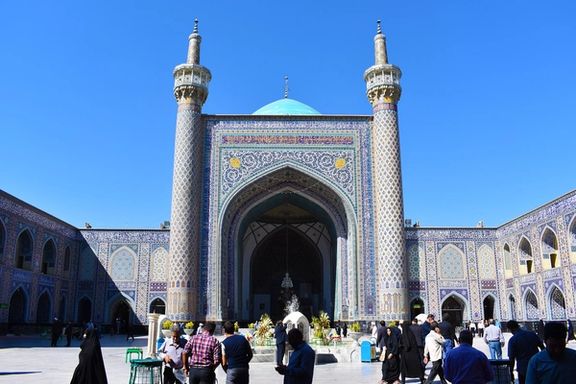 A view of the Goharshad mosque built by the order of Empress Goharshad, the wife of Shah Rukh of the Timurid dynasty in 1418 CE