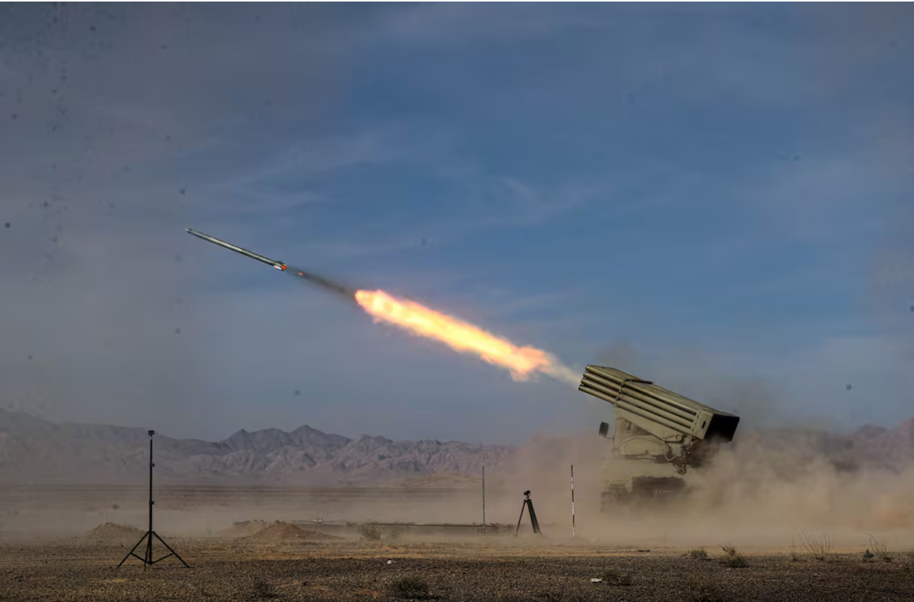An Iranian missile is launched during a military exercise in Isfahan, central Iran, in 2023