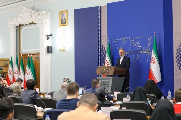 Iran’s Foreign Ministry Spokesman Nasser Kanaani during a press conference on March 13, 2023