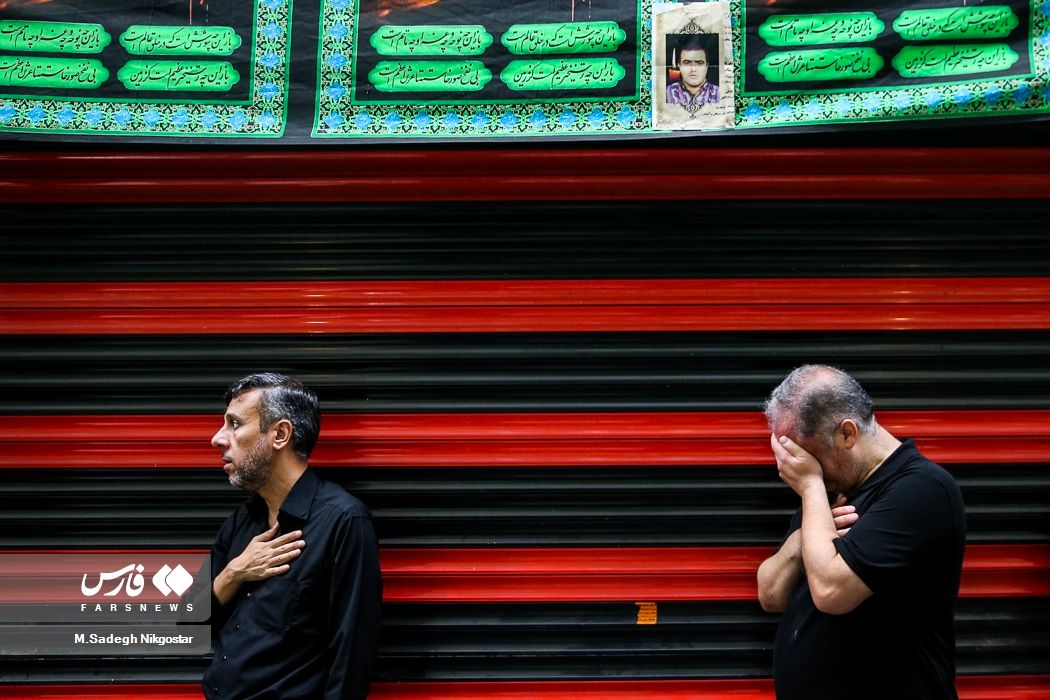 Iranians mourning during a Muharram ceremony in Tehran’s bazaar on July 27, 2023 