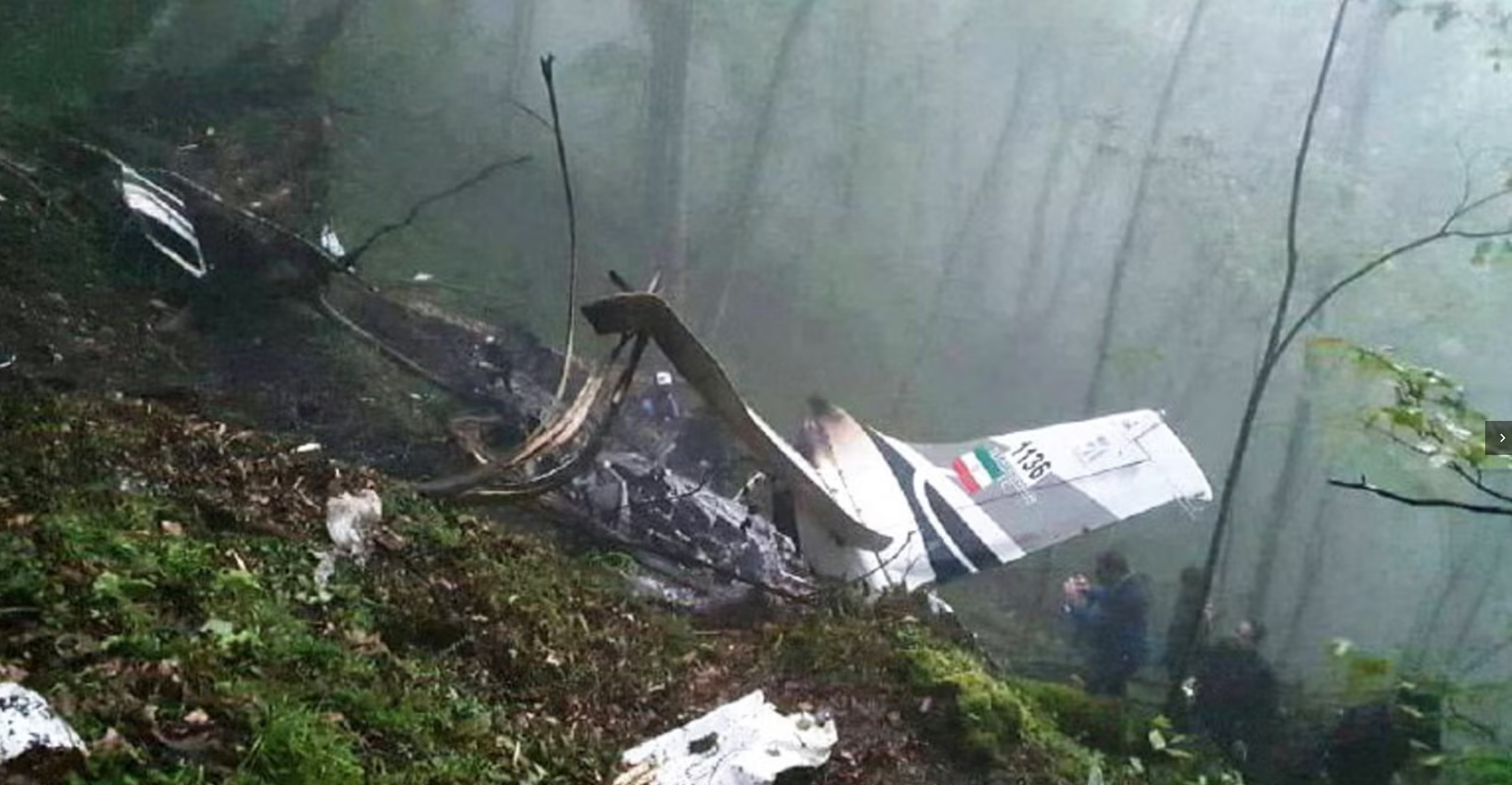 The wreckage of Iranian president Ebrahim Raisi’s helicopter